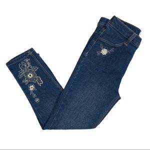 True Craft Girls Skinny Jeans with Flower Embroidery SZ 6x